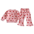 thumbnail image 2 of ATOGUTA Set Girls Valentine's Day Tops Flare Pants Sweatshirts and Sweatpants Kids Tracksuits Size 6M-8, Red, 2 of 5