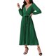 thumbnail image 4 of INSPIRE CHIC Vestido Midi Plisado Casual de Manga Larga con Cuello en V y Cinturón para Mujeres 2024 XL Verde, 4 of 6
