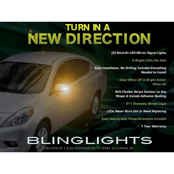 For Nissan Versa Tiida LED Side View Mirror Turnsignal Lights Turn Signal Accent Mirrors Signalers Lamps