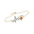 thumbnail image 2 of AFFY Heart Simulated Citrine & White Cubic Zirconia Heartbeat Bolo Bracelet 14k Yellow Gold Over Sterling Silver-8.5", 2 of 2