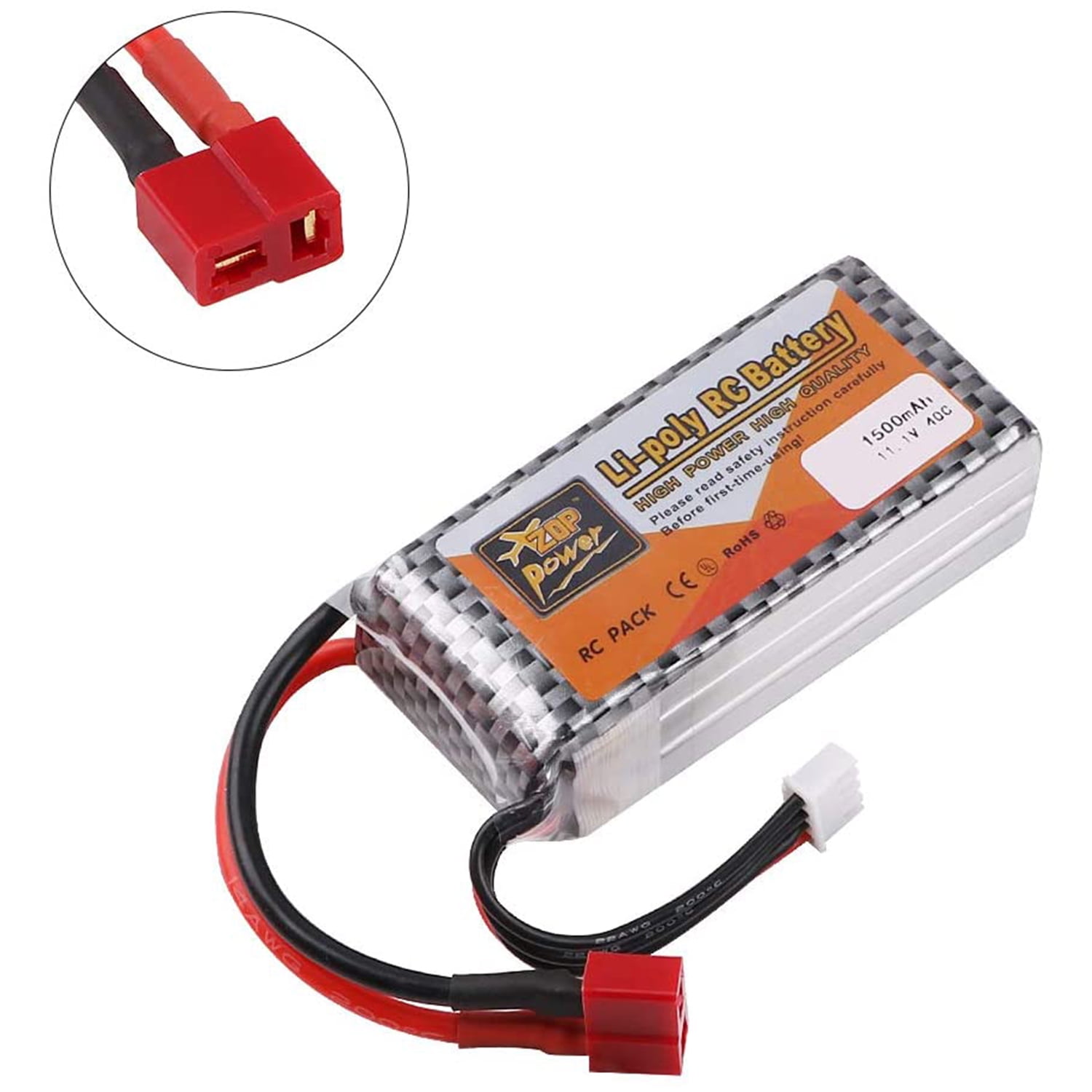 FancyWhoop 3S LiPo Battery 40C 1500mAh 11.1V RC Motor Batteries W/ Deans T Plug Connector RC Car Airplane Helicopter DIY Part - Walmart.com