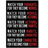 19 Inch Motivational Watch Your Thoughts Poster Inspirational Wall Art for and Home