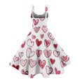 thumbnail image 4 of LWavelet 2026 Valentine's Soft Vibe Valentine Sundress, Spaghetti Strap Heart Print Fitted Waist Flared Dress Beige S, 4 of 4