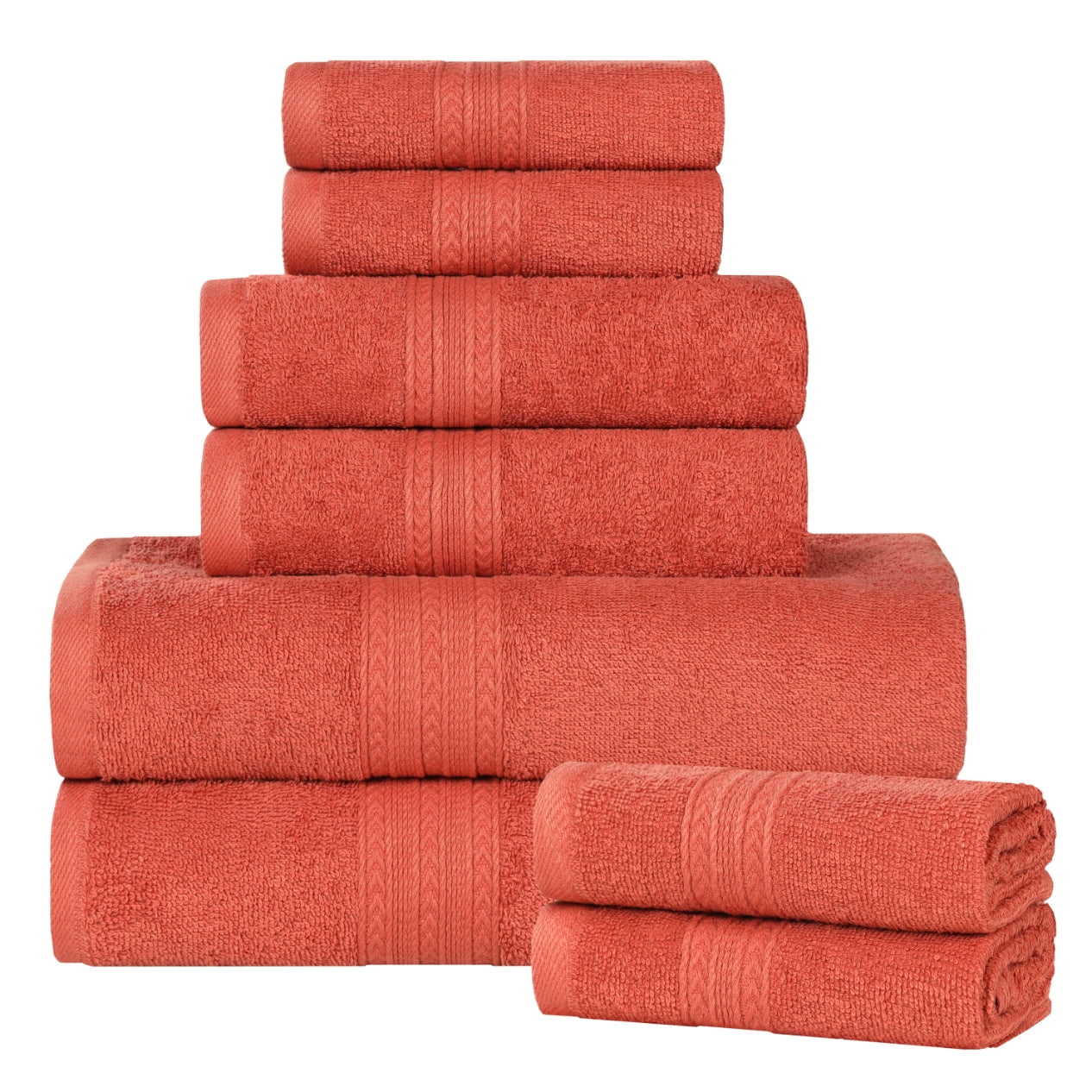 Superior Eco-Friendly Cotton 8-Piece Assorted Towel Set, Coral