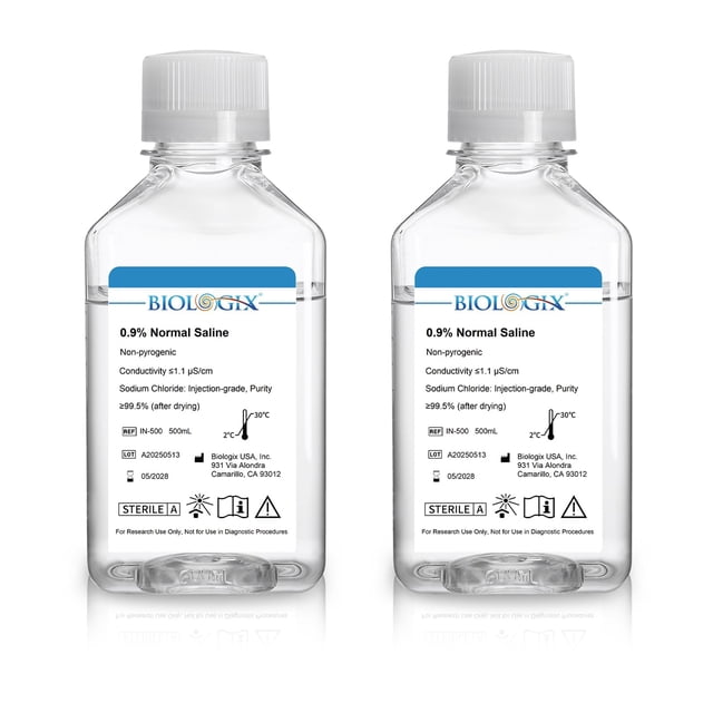Solución salina CryoKing al 0,9% normal de 500 ml x 2 botellas para uso en laboratorio