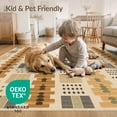 thumbnail image 4 of ODIKA 6'x9' Beige Ochre Geometric Tufted Contemporary Washable Area Rug Modern Grid Block Motif With Diamond Accents Striped Abstract Non-Slip, Easy Care, for Family Room, Living Mater Bedroom, 4 of 7