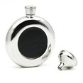 thumbnail image 1 of iSavage Flacon Rond Classique 5oz et Miroir en Cuir Noir Fini avec Entonnoir Acier Inoxydable 18/8-YM117, 1 of 4