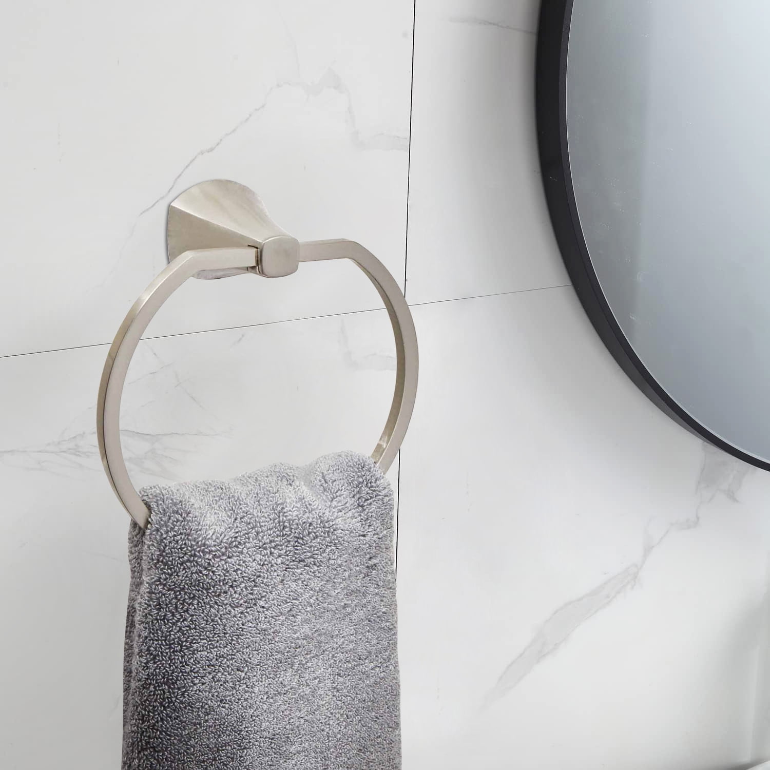 Better Homes & Gardens Simple Flare Wall Mount Towel Ring, Satin Nickel