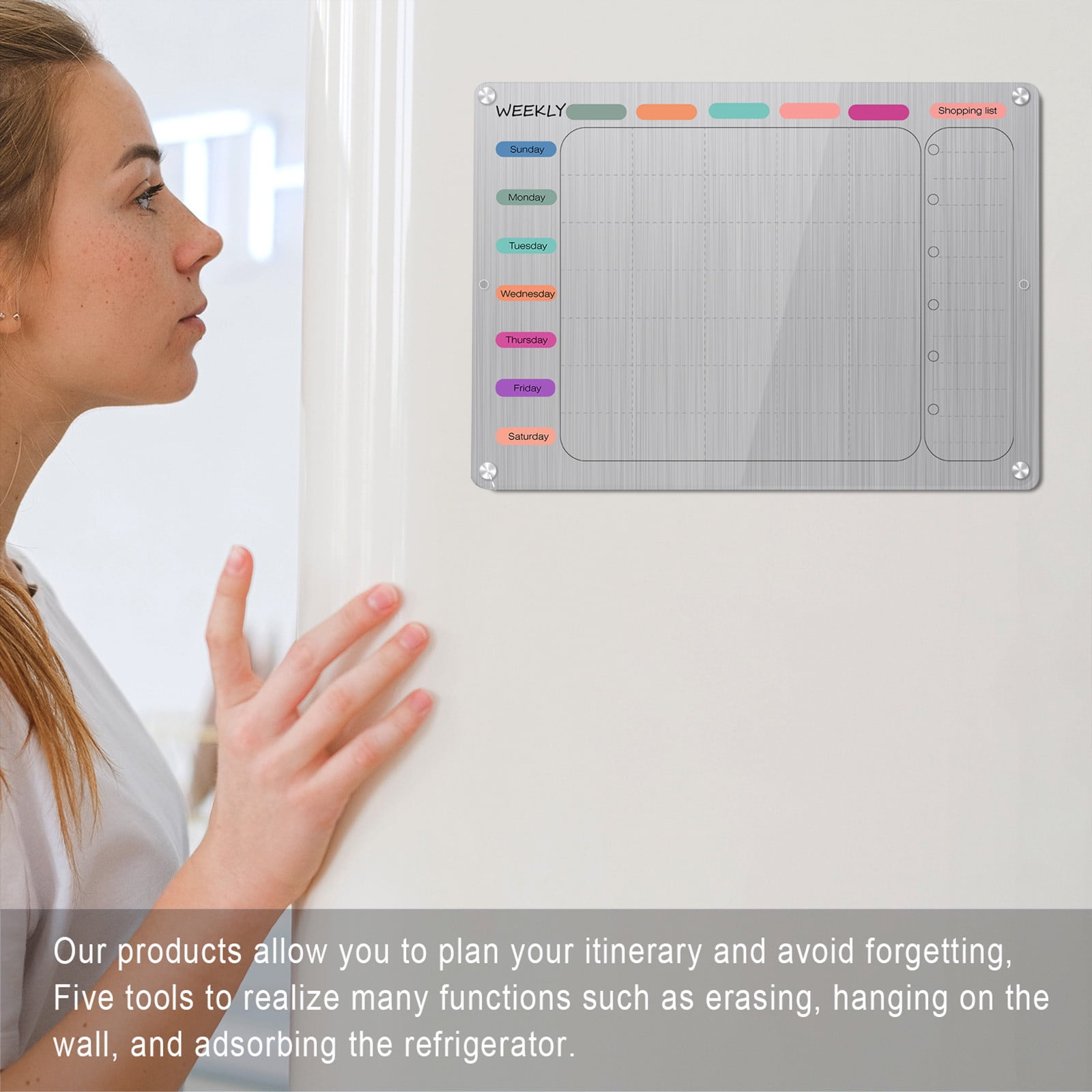 BCZHQQ Magnetic Acrylic Calendar Board for Fridge - 17'x12' Clear Monthly Planner & Whiteboard,Easy Write & Erase,Home Organization Stickers,4 Strong Magnets