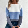thumbnail image 1 of MKLEKYY Yellow Sweater Women Ladies Thick Round Neck Stitching Advanced Sweater Loose Top, 1 of 1