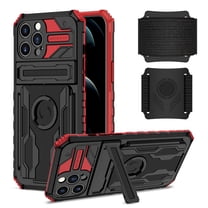 Dteck iPhone 12 Pro Max Case with Detachable Wrist Band Strap, 360 Rotating Sports Running Armband Kickstand Rugged Case for iPhone 12 Pro Max, Red
