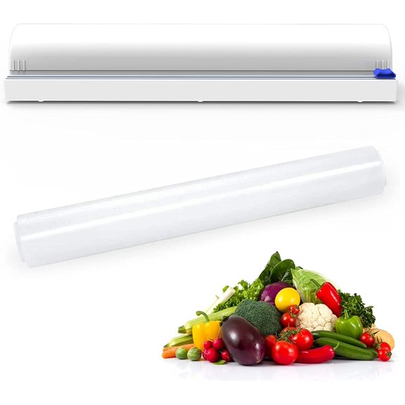Plastic Wrap Dispenser with Slide Cutter, Cling Film Dispenser, Food Plastic Wrap Cutter, Reusable Cling Wrap Cutter, for Tin/Aluminum Foil Cutting