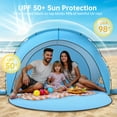 thumbnail image 4 of Raynesys Beach Tent Sun Shelter,Beach Shade Tent with UPF50+ UV Protectio for 1-3 Person,Portable Beach Tent with 2 Zippered Doors for Camping Fishing,Blue, 4 of 9