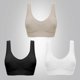thumbnail image 2 of 3pcs Women's Sports Bras Push-Up Padded Fitness Yoga Bras Breathable Activewear Women's Seamless Single Layer Vests - Size M (Black+White+Skin Color), 2 of 3