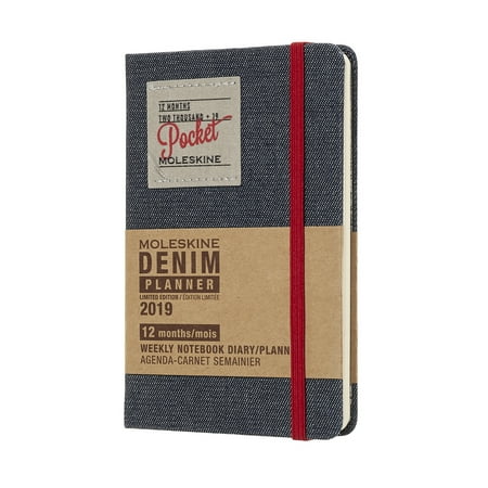 Moleskine 2019 12m Limited Edition Denim Weekly Notebook, Pocket, Weekly Notebook, Black Pocket, Hard Cover (3.5 X 5.5) (Best Paper Notebooks 2019)