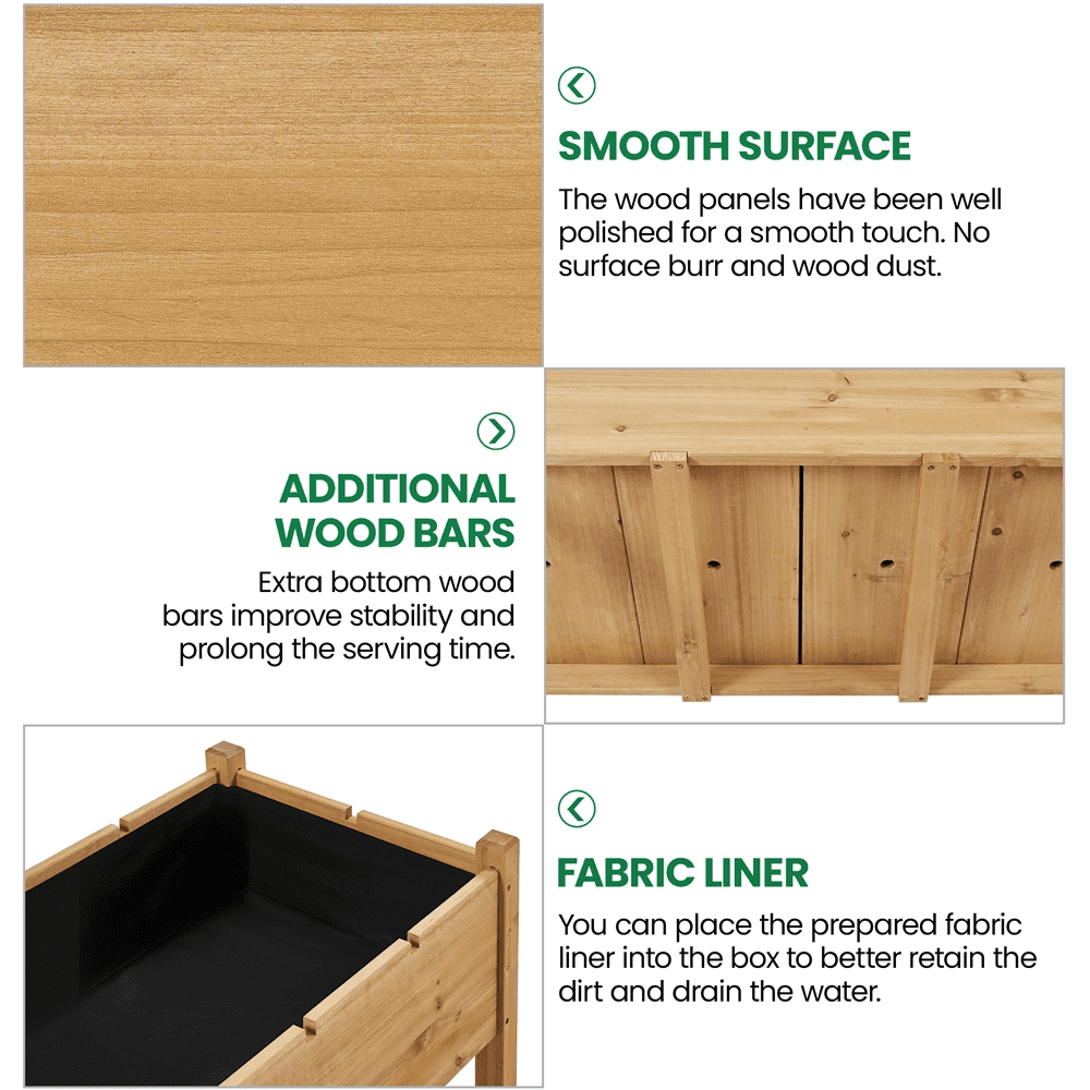 Yaheetech Solid Wood Elevated Garden Bed Planter Box with Removable Grow Grids, Light Brown
