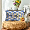 thumbnail image 4 of Hello Summer Sunflower Pillow Covers 12x20 Inch Farmhouse Blue Buffalo Plaid Stripes Lumbar Pillow Cases Cotton Linen Yellow Floral Cushion Cover for Sofa Couch Home Decor, 4 of 6