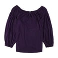 thumbnail image 1 of Ralph Lauren Womens Smocked Knit Blouse, Purple, Small, 1 of 1
