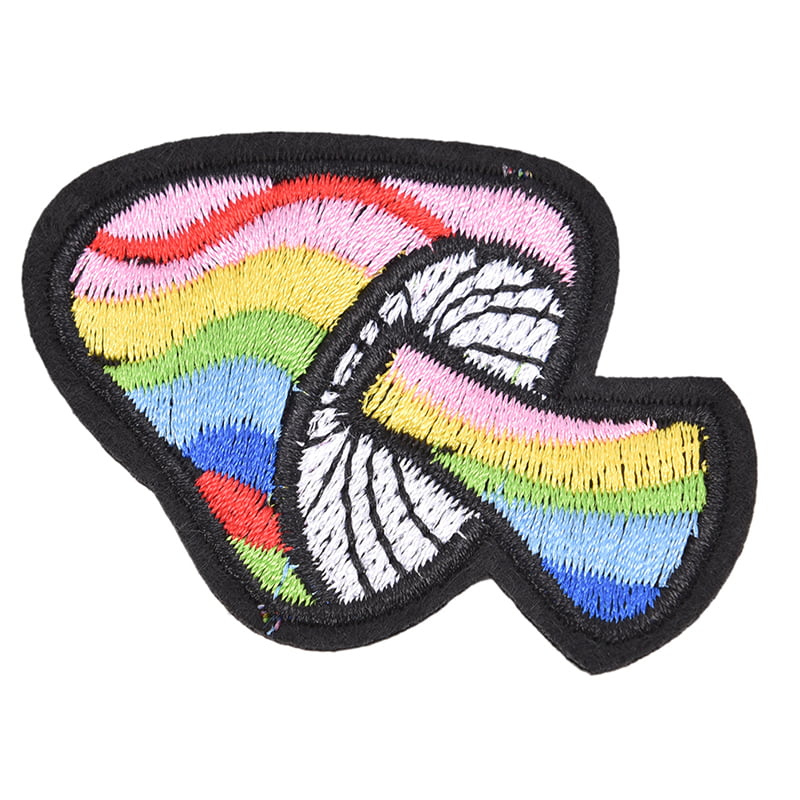 2 pcs mushroom retro 70's hippie love peace embroidered applique iron-on patch T 