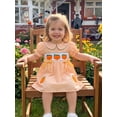 thumbnail image 6 of Cjfdfy Toddler Baby Girls Halloween Dress Thanksgiving Outfit Infant Baby Girls Summer Plaid Gingham Dress Fall Pumpkin Embroidered Doll Collar Puff Short Sleeve Dress, 6 of 9
