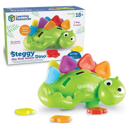 UPC: 0765023090918 | Learning Resources Steggy the Fine Motor Dino – 11pieces Boys and Girls Ages 18 months to 3+ years Toddler Learning Toys Sensory Toys