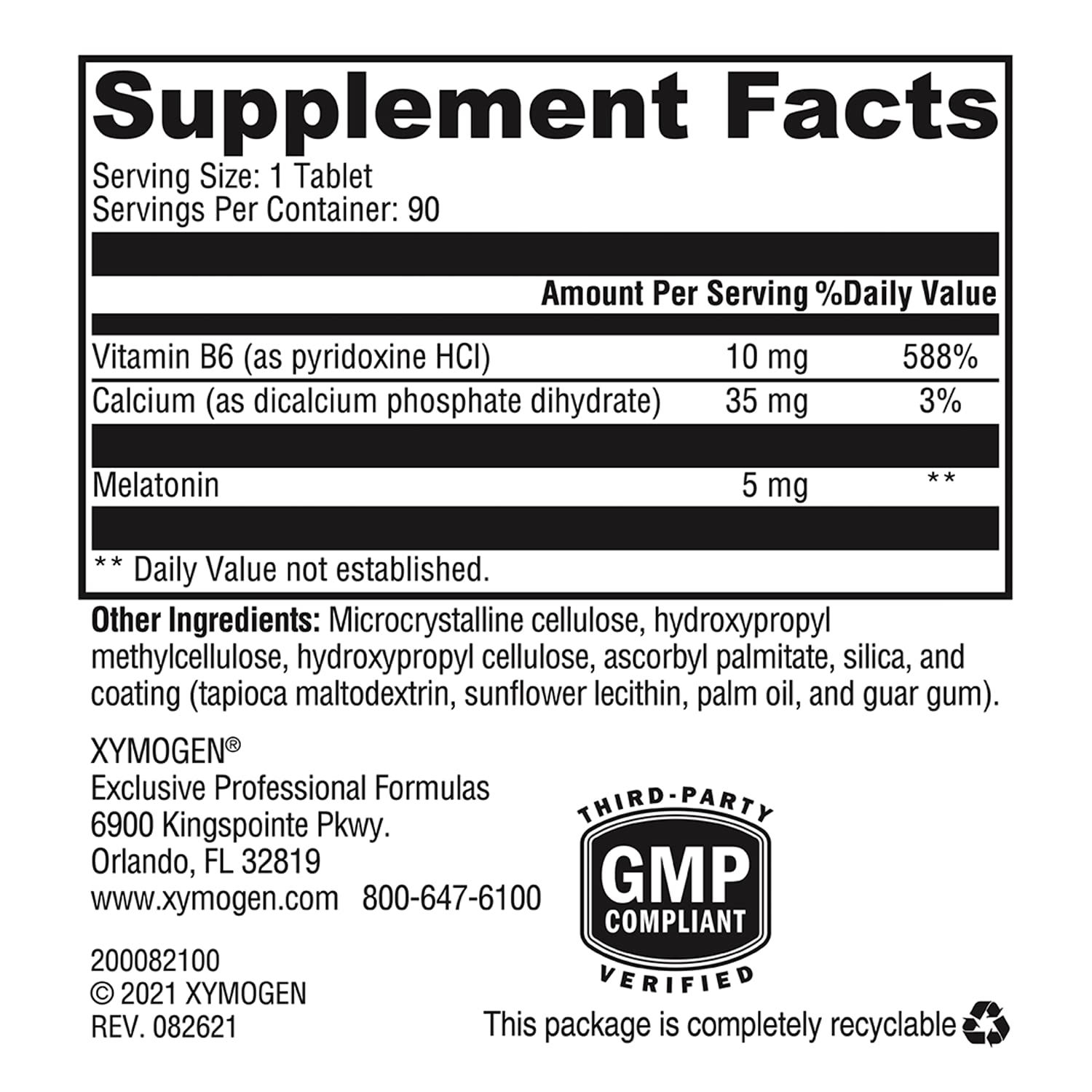XYMOGEN Melatonin CR - 5 mg Melatonin Extended Release Tablets - Sleep Cycle & Circadian Rhythm Support - Vegetarian, Dairy-Free & Non-GMO - 90 Tablets