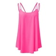 thumbnail image 4 of Razzly Women's Strappy Tank Top Round Neck Jacquard Sleeveless Layering Camisole for Daily Wear Versatile Basic for Every Occasion(Hot Pink,M), 4 of 5