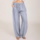 thumbnail image 1 of WILLBEST Pantalones Casuales de Mujer, Pantalones Anchos, Cintura Larga, Cordón Ajustable, Lino, Elásticos, Pierna Lisa, Cómodos para Uso Diario. XXXL, 1 of 7