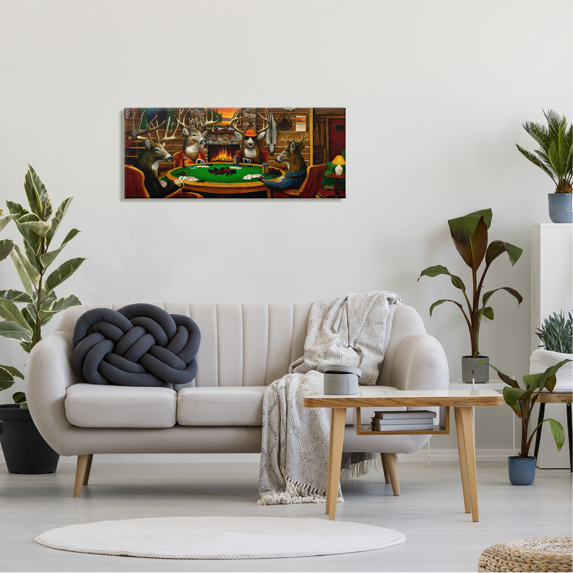 Stupell Industries Deer Animals Playing Poker Table Cabin Lodge Painting Gallery Wrapped Canvas Print Wall Art, Design by Leo Stans