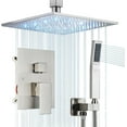 thumbnail image 6 of Shower Faucet Set 8" LED Rainfall Head Combo Kit Valve Wall Mount Brushed Nickel, 6 of 19