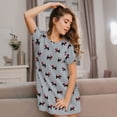 thumbnail image 3 of Fotbe Polka Dot Christmas Dog Pattern Women's Cotton Nightgown Sleepwear Short Sleeves Shirt Casual Print Sleepdress, 3 of 6