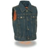 Milwaukee Leather MDK3910 Blue Unisex-Child Kids Denim Snap Front Vest with Shirt Style Collar Large