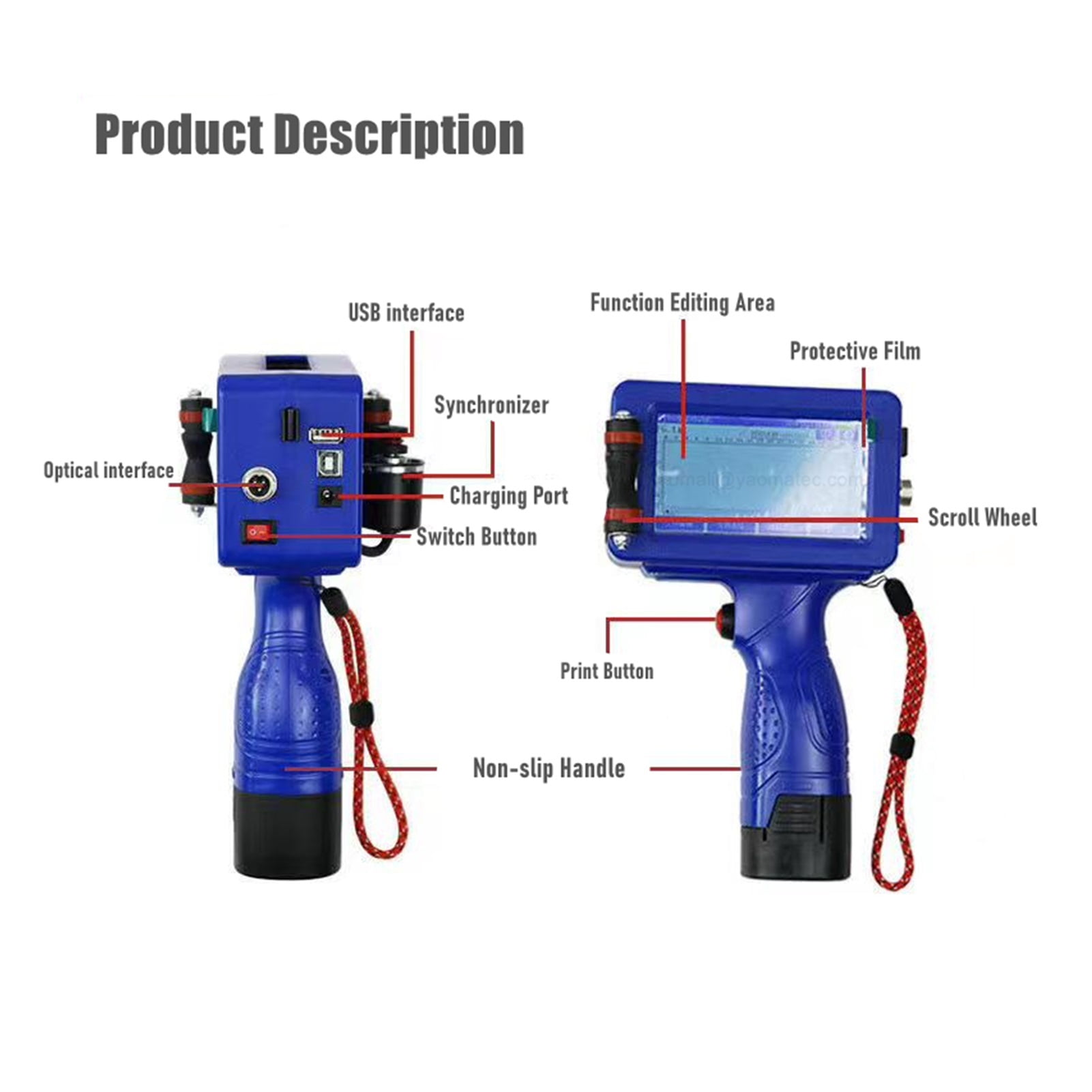 5 Languages 12.7mm Image Picture QR Code Serial Number Portable Mask Online Printer Hand Jet Handheld Thermal Inkjet TIJ Printer ,Easy to Use