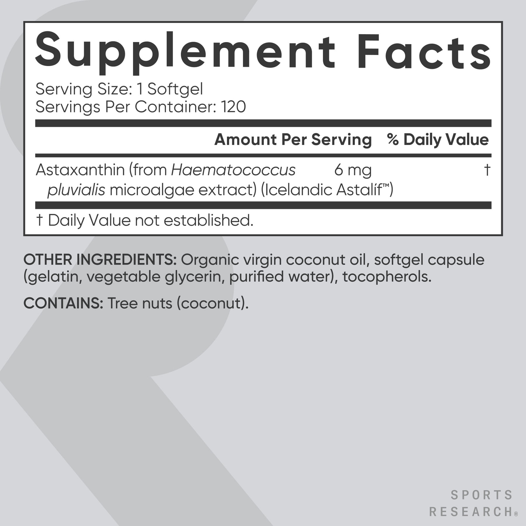 Sports Research® Astaxanthin Supplement from Algae - For Antioxidant Activity, Skin & Eye Health (120 Softgels)