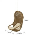 thumbnail image 3 of GDF Studio Berrien Indoor/Outdoor Wicker Hanging Chair with 8 Foot Chain (NO STAND), Light Brown and Beige, 3 of 7
