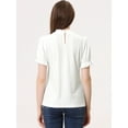 thumbnail image 3 of Camisa con cuello de volantes para mujer Blusa de terciopelo de manga corta blanco M, 3 of 5