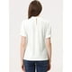 thumbnail image 3 of Camisa con cuello de volantes para mujer Blusa de terciopelo de manga corta blanco M, 3 of 5