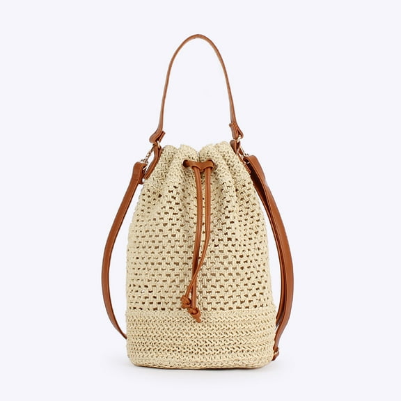 Fashion Woven Bag Handbag Tote Cute Crossbody Bucket Bag Woven for Women Summer Beach Purse
