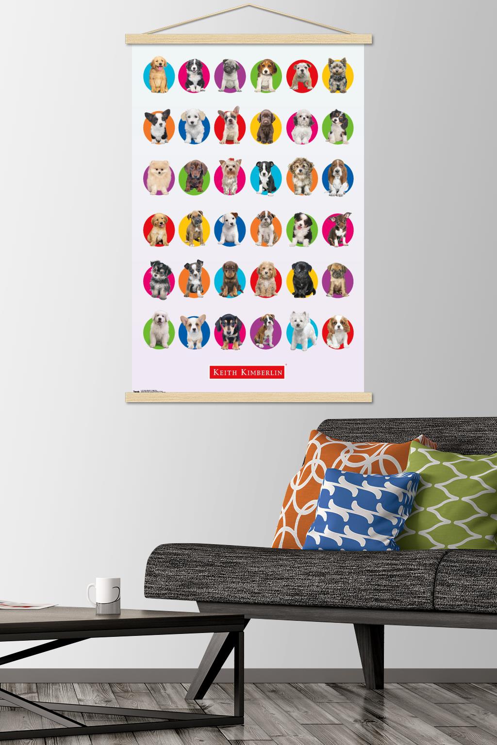 Keith Kimberlin - Puppy Grid Wall Poster with Wooden Magnetic Frame, 22.375" x 34"
