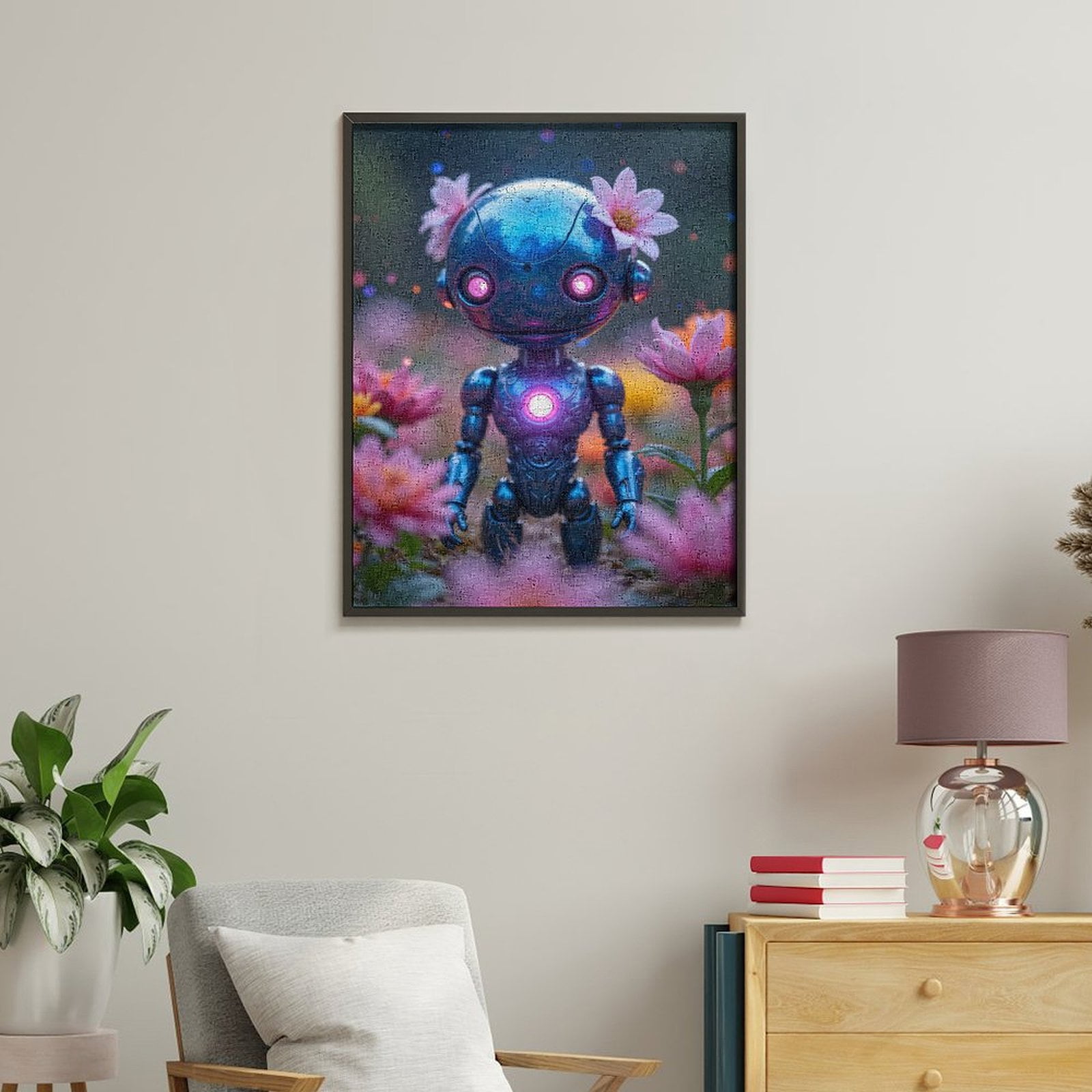 Paint by Numbers Kit for Adults, Robotic Blossoms Fantasy Scene Paint by Numbers, Easy Paint by Numbers Kit for Adults Beginner, DIY Adult Paint by Number Kits on Canvas, Home Decor