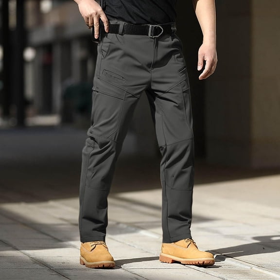 Men's Flex Ripstop Tactical Pants, Water Resistant Stretch Cargo Pants Solid Color Lightweight Hiking Work Pants 2026 Fall (No Belt)