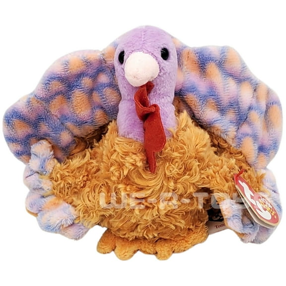 TY Beanie Baby - TOMMY the Turkey (6" Plush)(BONUS 1 FUN CHOPS & 1 ZIPPER BRACELET)