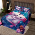 thumbnail image 2 of Erosebridal 3D Axolotl Coverlet Set Queen, Girls Room Decorative, Pink 3 Pieces, 2 of 5