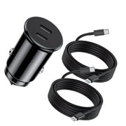USB C Car Charger, 24W Dual Port USB C Car Charger,with 2Pack 3Ft Type C to L Cable