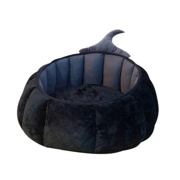 DOLITY Lit pour Chat d'Intérieur Forme de Citrouille Auto-Chauffant Coussin Amovible Chenil Chaud Noir