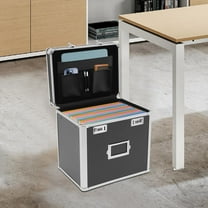 Portable Locking Storage Box Large for Filing Letters & Documents w/Lock Black