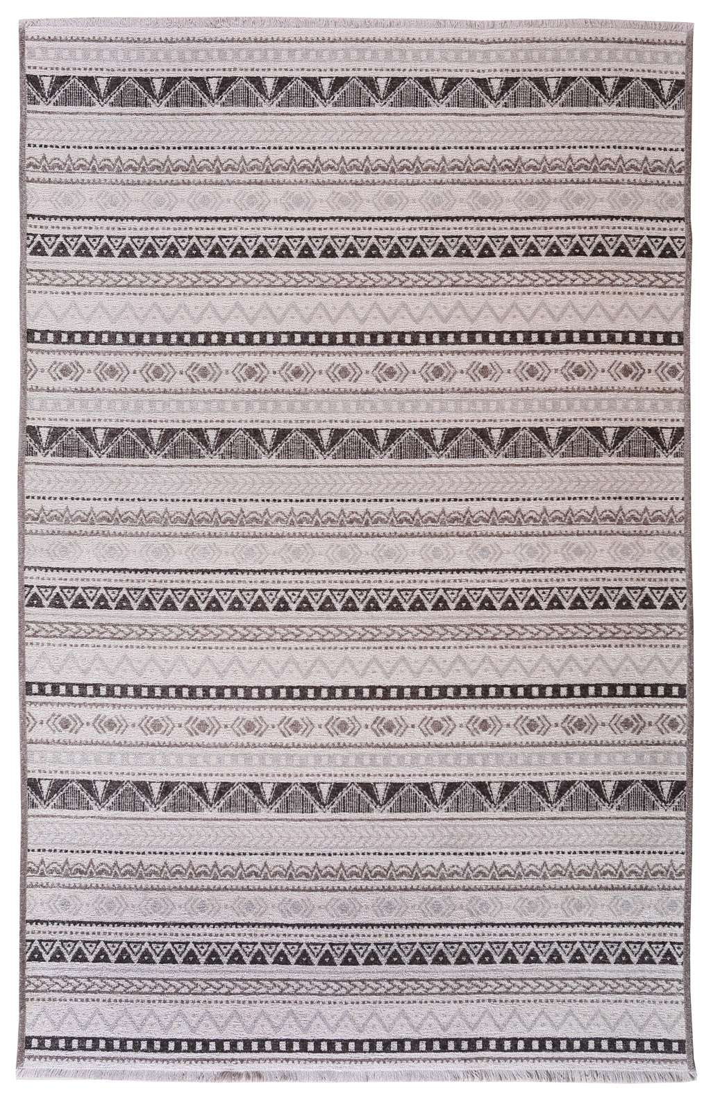 Alfa Rich 3x10 Area Rugs, Black Grey Cream Rug, Cotton, Pet Friendly