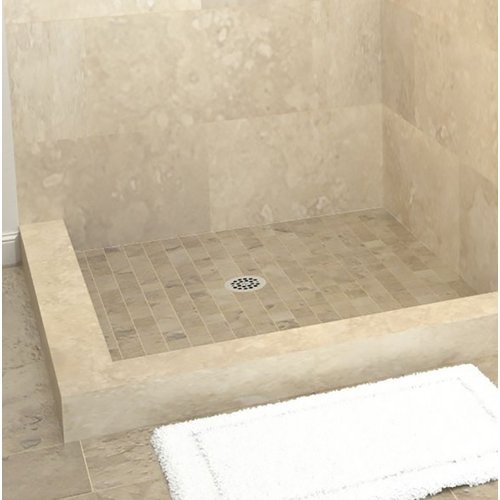 TILE REDI Double Curb Shower Pan,Center Drain 3636CDLPVC