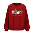 thumbnail image 6 of GuzomFashion Womens Christmas Sweatshirt Waffle Knit, Crew Neck Long Sleeves, Tis The Season Graphic, Red,Size 2XL, 6 of 6