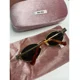 thumbnail image 5 of Miu Miu MU 52Y sunglasses with oval logo, gold frame, tan lenses, with case, 5 of 6